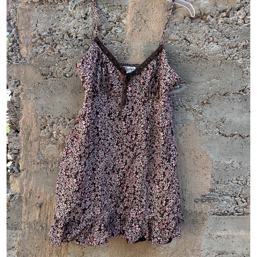 Nobo Y2K Floral Print Dress Spaghetti Strap Sweetheart Neckline XL Boho Cottage‎